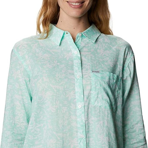 🆕Columbia Women's Slack Water Woven LS Shirt, Mint Cay Kona Print, Brand NEW - Picture 5 of 6